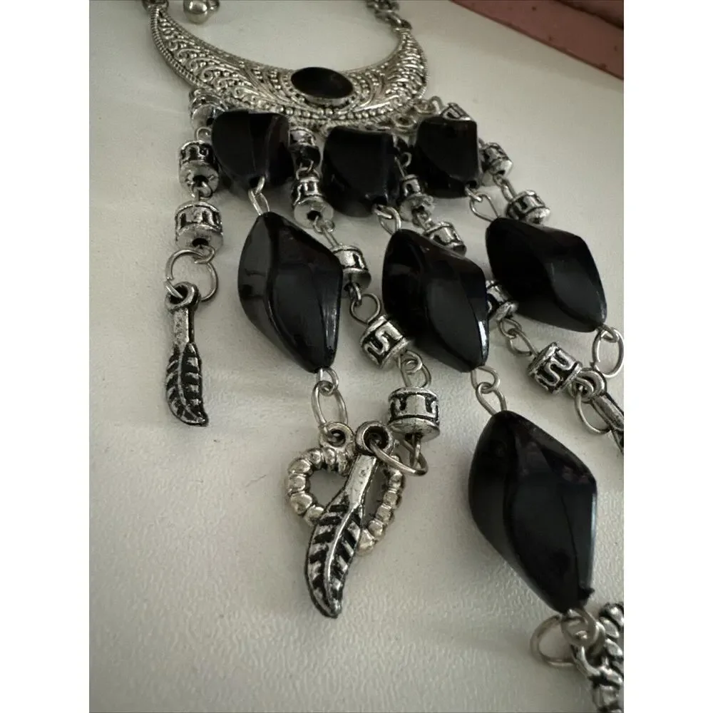 Cascade Bridgerton Necklace Silver Black Style Boho Women’s Jewelry Collar